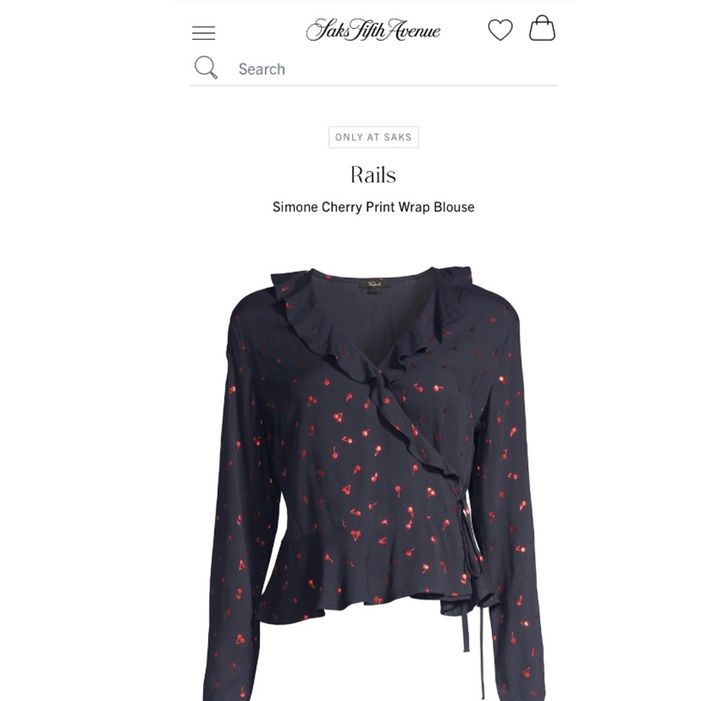 Rails Navy and Red Cherry Tie Blouse